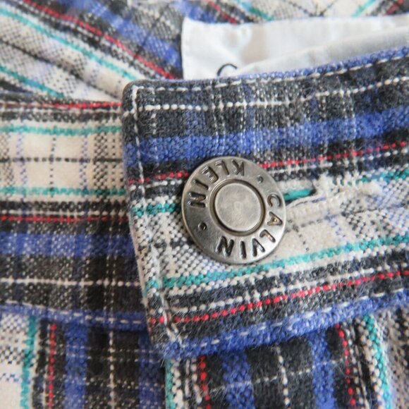 VINTAGE CALVIN KLEIN Y2K Tartan Plaid High Rise Straight Cotton Pants Jeans - Picture 5 of 14